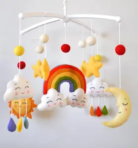 Bella Feltro Del Bambino Presepe Mobile con Arcobaleno, Nuvole, Sole e Le Stelle