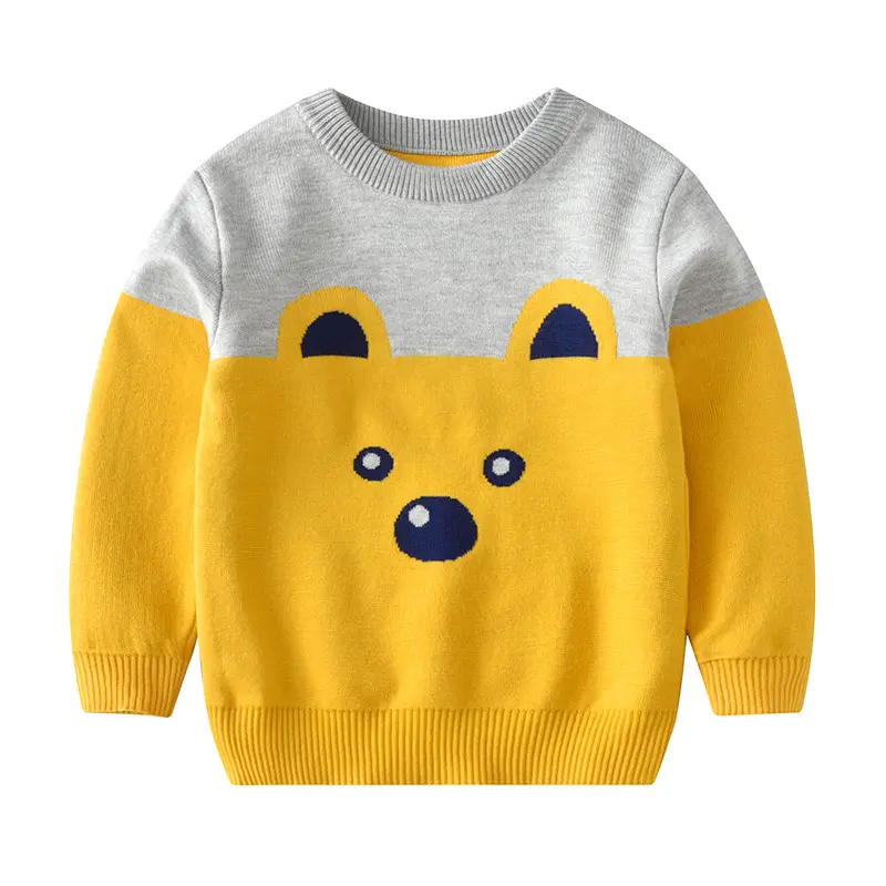 Suéter de uniforme de punto grueso para niños y bebés, oso de dibujos animados, cálido