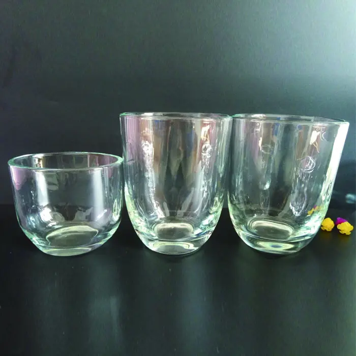 Großhandel hohe glas kerzenhalter oval form glas tasse für kerze