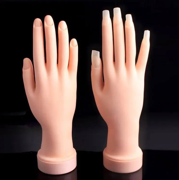 Tangan Palsu Plastik Lembut Fleksibel Latihan Kuku Tangan untuk Seni Kuku