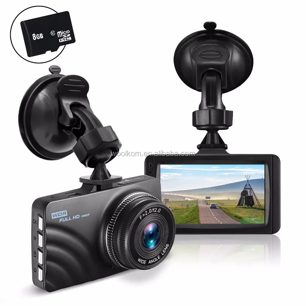 30fps 1080P HD Dash Cam Recorder 4-Lane Wide Angle View 3" Vehicle Camera with G-Sensor Loop Recording Motion Detection