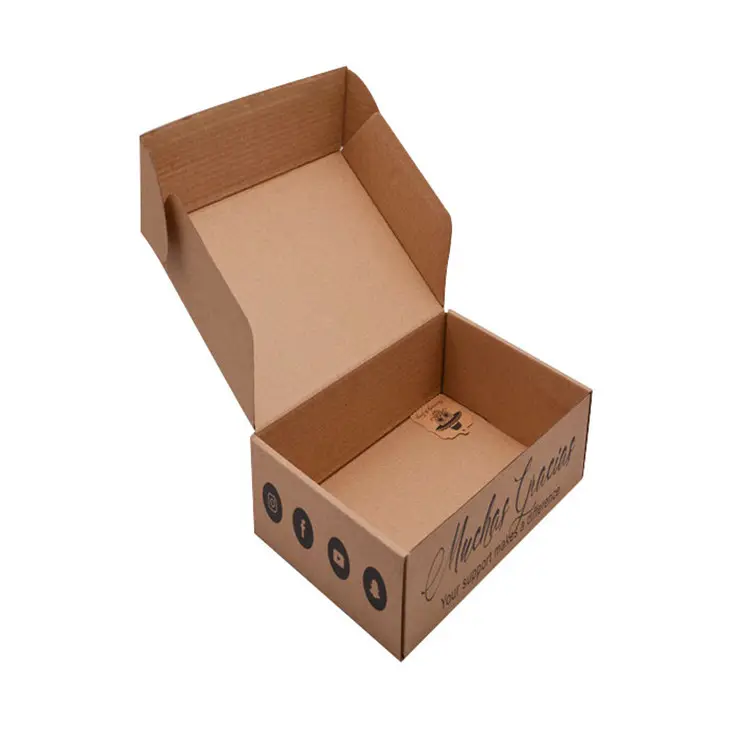 Boîte en papier kraft ondulé pour vêtements, avec impression personnalisée, pliable, marron, pour courrier, cadeau, 50 pièces