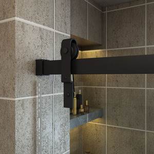 Cabine de douche coulissante sans cadre de style américain avec porte <span class=keywords><strong>en</strong></span> verre de 8 mm et <span class=keywords><strong>kit</strong></span> de rails <span class=keywords><strong>en</strong></span> acier au carbone pour usage hôtelier - Product Image 3