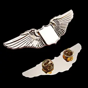 Nieuwe hot custom Gepersonaliseerde Kopen Mooie Zoek Dubbele Pin Stabiele Pilot Wings Pin Badge