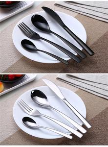 Vaisselle professionnelle en ligne Offre Spéciale couteau à Steak <span class=keywords><strong>fourchette</strong></span> et cuillère argenterie noire mate ustensiles en acier inoxydable - Product Image 3