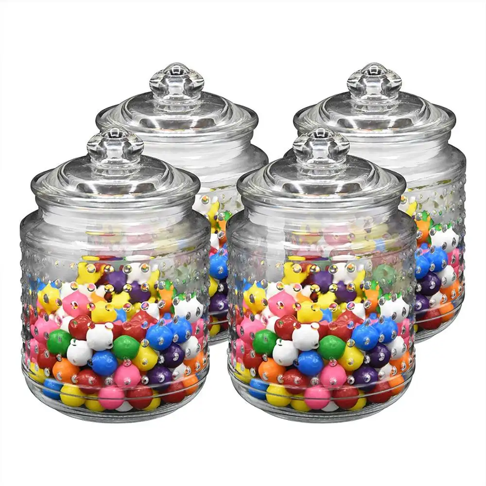 Glass Biscuit Jar with Air-tight lid for Preserving Dry Food, Cookies, Candies, Snacks and More, Clear Round Storage Container