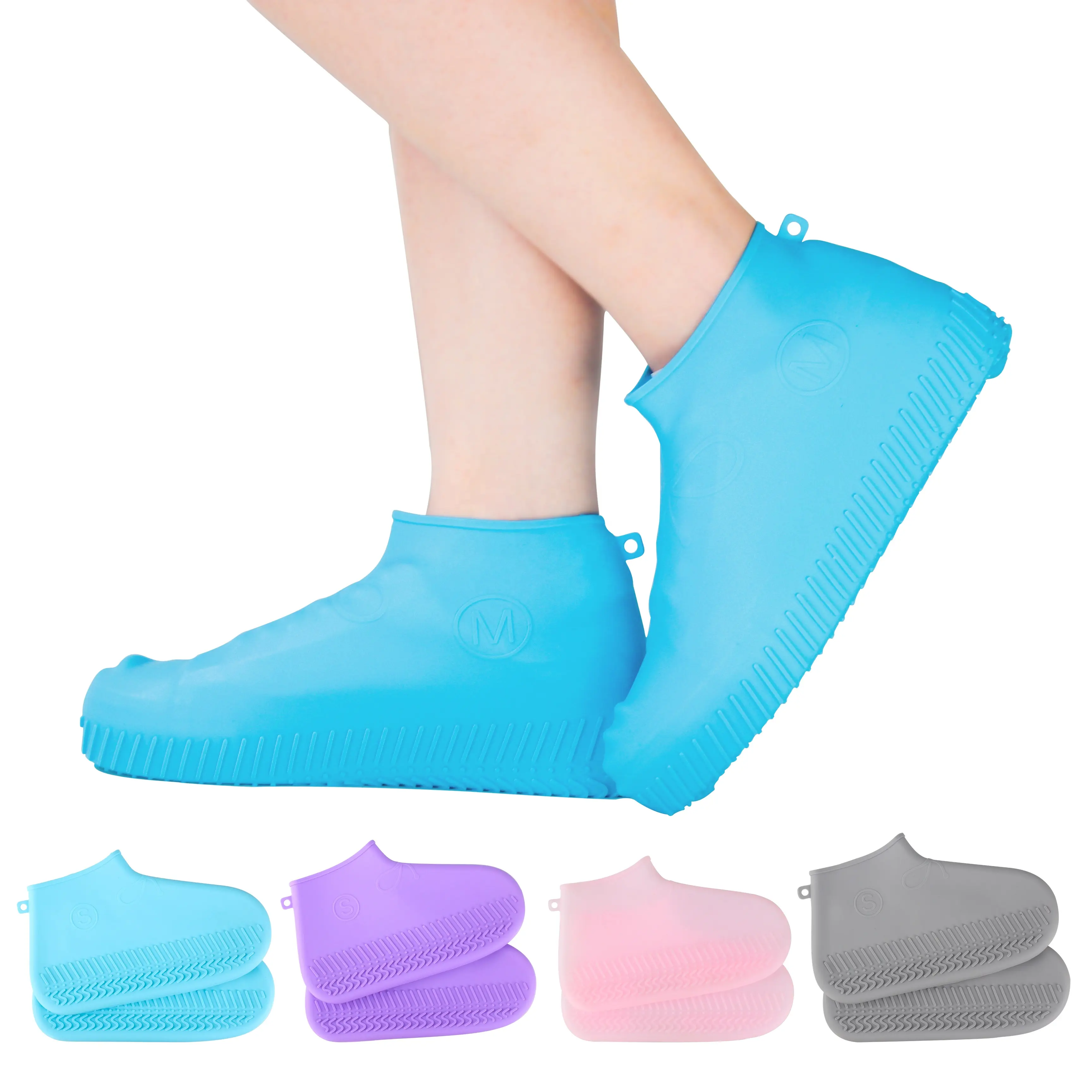 Bottes en Silicone étanche, 1 paire, chaussures de pluie, réutilisables, imperméables