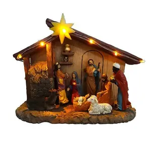 Resin Natal Set Patung-patung Agama Dekorasi Item Agama Katolik Nativity Resin Set Dekorasi Religius