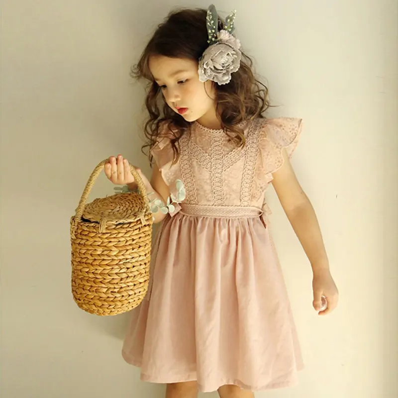 Yenilikçi ürünler toptan çocuk dantel yelekli elbiseler çocuk daha renkli yeni ürünlerden arayan distribütör