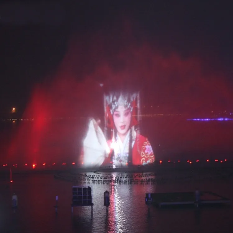 Pantalla de agua de espectáculo láser con diseño de fuente de Lago