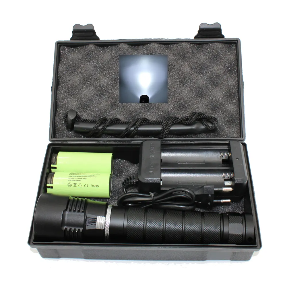 警察のセキュリティ懐中電灯LEDダイビングトーチライト充電式バッテリー3個XM-L2 LED