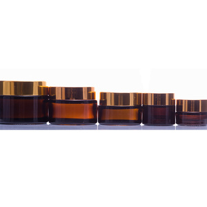 Lọ Kem 30Ml Mỹ Phẩm Amber <span class=keywords><strong>Glass</strong></span> Jar Cho Lip Balm <span class=keywords><strong>Container</strong></span> Với Nắp Vàng - Product Image 2