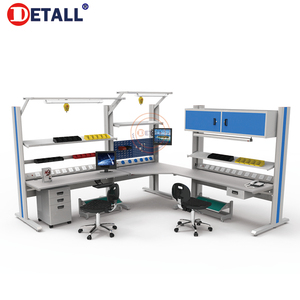 Table de travail de ligne d'assemblage ESD avec éclairage LED et armoire à tiroirs - Product Image 5