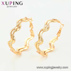 95365 Venta caliente creativa señoras simplemente joyería fina en forma de ola oro plateó los pendientes del aro - Product Image 5