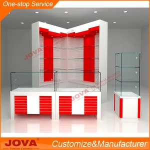 Modern MDF and glass mobile shop counter design with several optional models