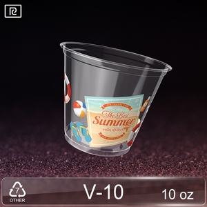 Taza transparente desechable de 10oz y 300ml, respetuosa con el medio ambiente, PLA, con superficie plana, embalaje impreso y logotipo personalizado - Product Image 2