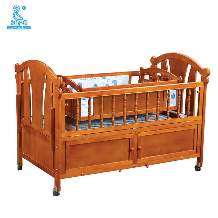 0289B New Style Multifunctional Hand Carved Pine wood and MDF Material Wooden Babies Cradles For Europe