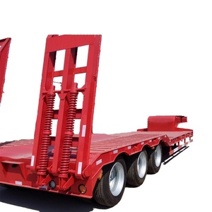 3 ejes 40 pies 50T 60T nuevo cuello de cisne Lowboy cama baja dimensiones del Semi remolque de camión de cama baja para la venta - Product Image 1