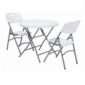 DIA 80CM <span class=keywords><strong>giardino</strong></span> <span class=keywords><strong>bianco</strong></span> alto <span class=keywords><strong>tavolo</strong></span> <span class=keywords><strong>da</strong></span> BAR rotondo pieghevole in plastica per esterni <span class=keywords><strong>e</strong></span> sedia pieghevole - Product Image 1
