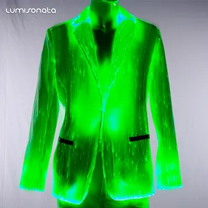 Luminoso in fibra ottica unico colore brillante abiti da uomo led vestito