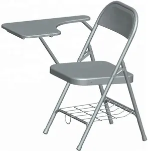 HE-043, 필기 패드가있는 금속 접이식 학생 의자 책 바구니 맞춤형 색상 접이식 강철 의자
