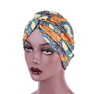 Turbante con estampado africano y logotipo personalizado, pañuelo para la cabeza envolvente, hiyab, sombreros, turbante