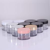 Pots en plastique ronds de 50 g 50 ml transparents, ambrés avec couvercle noir, blanc, doré pour cosmétiques