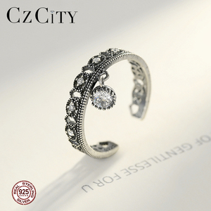 CZCITY Vintage CZ Stone <strong>Rings</strong> Lucky Stackable <strong>Midi</strong> <strong>Rings</strong> Set Knuckle <strong>Rings</strong> for Women Black Silver Jewelry - Product Image 4