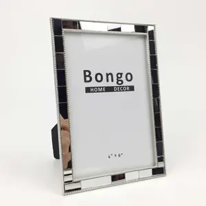 silver plated metal picture photo frame with mirror