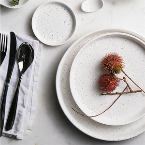 <span class=keywords><strong>Vaisselle</strong></span> en gros d'usine chinoise, assiettes rondes en grès à glaçure mouchetée, bon marché, pour servir les aliments, mariage - Product Image 1