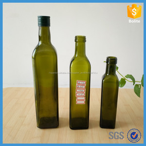 Botella de vidrio con tapas de color verde <span class=keywords><strong>oscuro</strong></span>, botella de aceite de oliva para cocinar con tapas de aluminio - Product Image 1