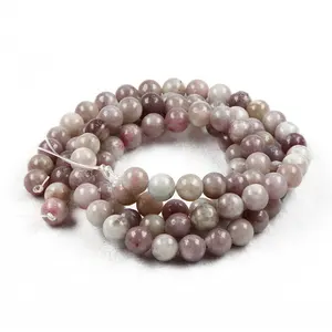 Alami Lepidolite Batu Manik-manik Bulat Longgar Spacer Bead untuk Perhiasan Membuat 4/6/8/10/12Mm