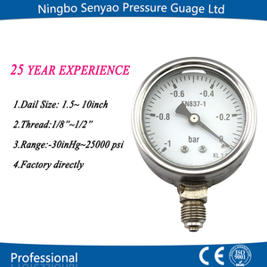 Aço Inoxidável 2-1/2 "<span class=keywords><strong>Dial</strong></span> 1/4" NPT 0/100 psi Back Mount Flange Manômetro <span class=keywords><strong>Vacuum</strong></span> <span class=keywords><strong>Gauge</strong></span> - Product Image 3