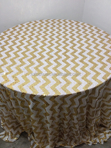 Cao Chất Lượng Bữa Tiệc Đảng Vàng và Trắng <span class=keywords><strong>Chevron</strong></span> Sequin Khăn Trải Bàn - Product Image 3