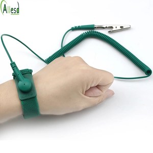 Allesd ESD <span class=keywords><strong>Bracelet</strong></span> de mise à la terre <span class=keywords><strong>Bracelet</strong></span> antistatique réglable avec pince crocodile Cordon extra long pour tapis ESD - Product Image 4