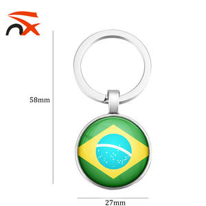 Football Pendant Keyring Brazil Flag Keychain Soccer Fans Souvenir Collection