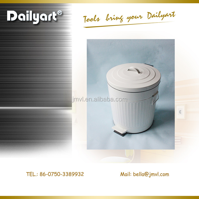 5 Litres/1.3 Gallon Rond Blanc En Acier Inoxydable Étape Couleur Coréenne Poubelle