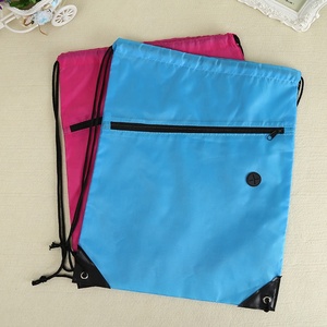 Custom Printed Polyester Drawstring Bag with Front Zipper Pocket for Promotional Sports Products