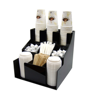 Comptoir à boissons en Perspex, distributeur de sucre en lucite, organisateur de condiments en acrylique noir pour café