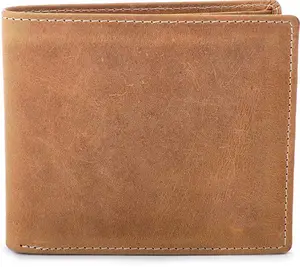 RFID Minimalist Slim brown leather wallet pocket coin holder Men wallet high quality leather pouch