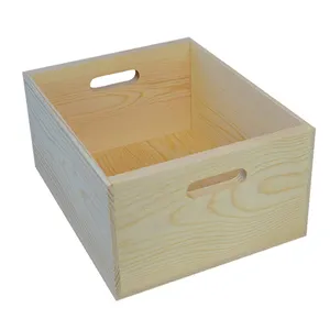 2024 logo kustom murah kayu alami kecil kotak penyimpanan peti