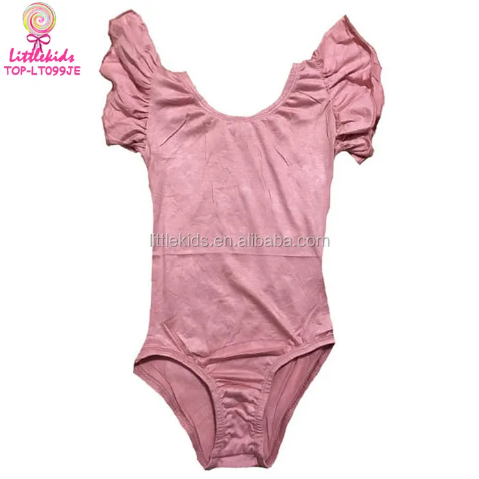 Butik çocuk temel çarpıntı kollu Leotard jimnastik dans kız Leo tozlu pembe pamuk mayoları yaş 0-10 yıl