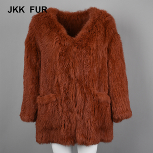 Mujeres conejo Real escudo Primavera de punto abrigo precio barato señoras chaqueta caliente gruesa - Product Image 3