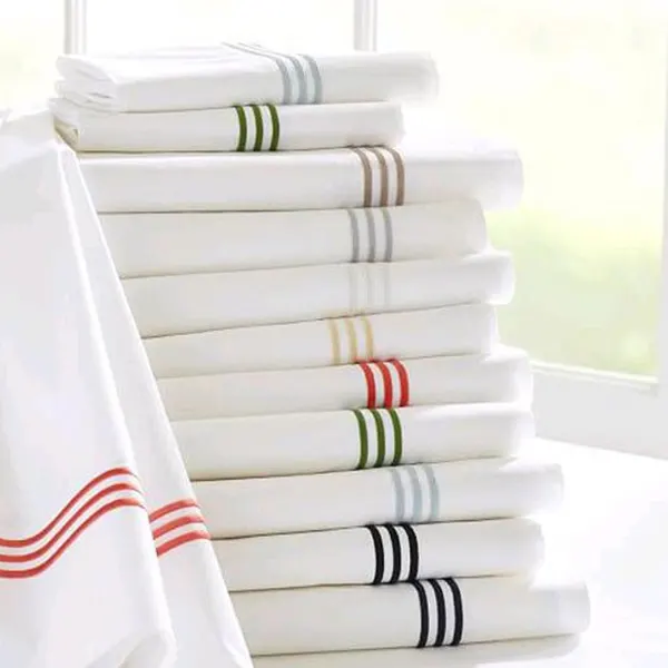 Hotel 100% Cotton Flat Embroidery Bed Sheets