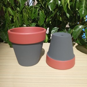 Maceta de terracota esmaltada de <span class=keywords><strong>dos</strong></span> colores para flores y plantas, maceta pequeña de terracota al por mayor - Product Image 4