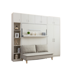 Letto a Scomparsa Verticale Moderno a Parete Letto Matrimoniale a Ribalta con Guardaroba e Divano - Product Image 3