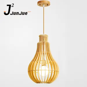 Nhà Máy Hiện Đại LED Gỗ Ánh Sáng Mặt Dây Chuyền Đèn Ưa Thích Tự Nhiên Bằng Gỗ Bulb Shape Chandelier Hotel Villa Trang Trí Nội Thất