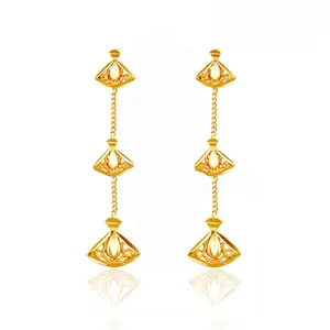 徐平珠宝花式挂 24k 镀金耳环设计，时尚女性滴沙特阿拉伯耳环