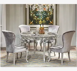Karois — Table à manger avec chaises, Design Floral, meuble de salle à manger de style luxueux en bois sculpté