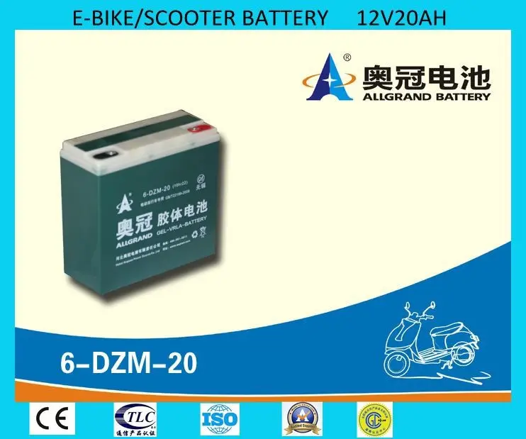 6-DZM-20Escooterバッテリー-12V20Ah E-bike/escooter用充電式密閉型鉛蓄電池